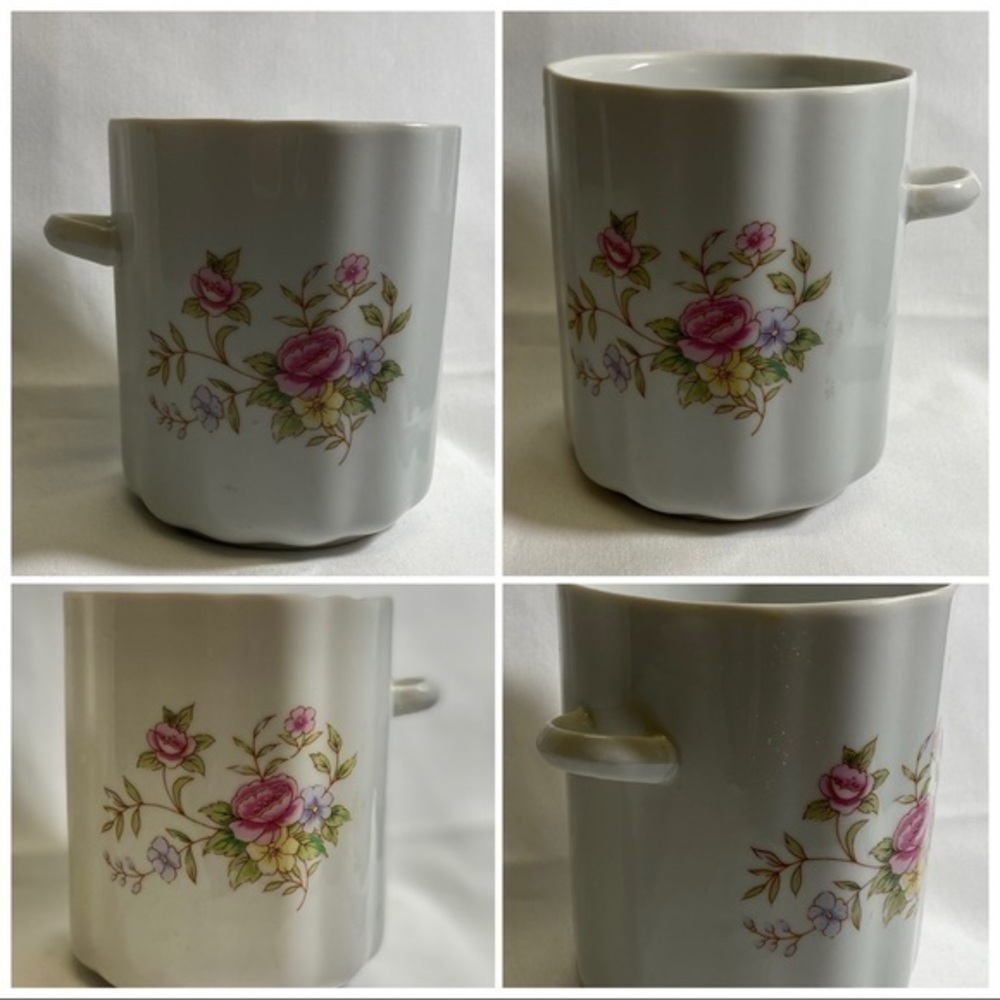 FTDA 1988 Vintage pink floral canister white jar container